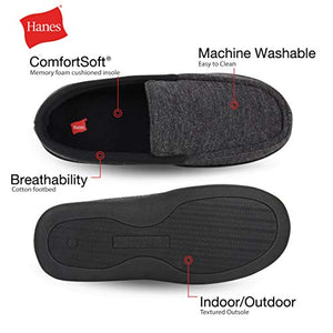 Hanes Men's ComfortSoft Memory Foam Knit Venetian Moccasin Indoor/Outdoor Slipper