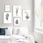 Load image into Gallery viewer, Scandinavian Poster Black White Deer
