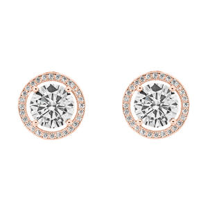 Cate & Chloe Ariel 18k Rose Gold Halo CZ Stud Earrings, Simulated Diamond Earrings, Best Gift Ideas for Women,