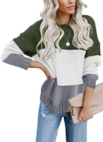 Load image into Gallery viewer, CANIKAT Women&#39;s Crewneck Color Block Striped Sweater Long Sleeve Loose Knit Pullover Jumper Tops
