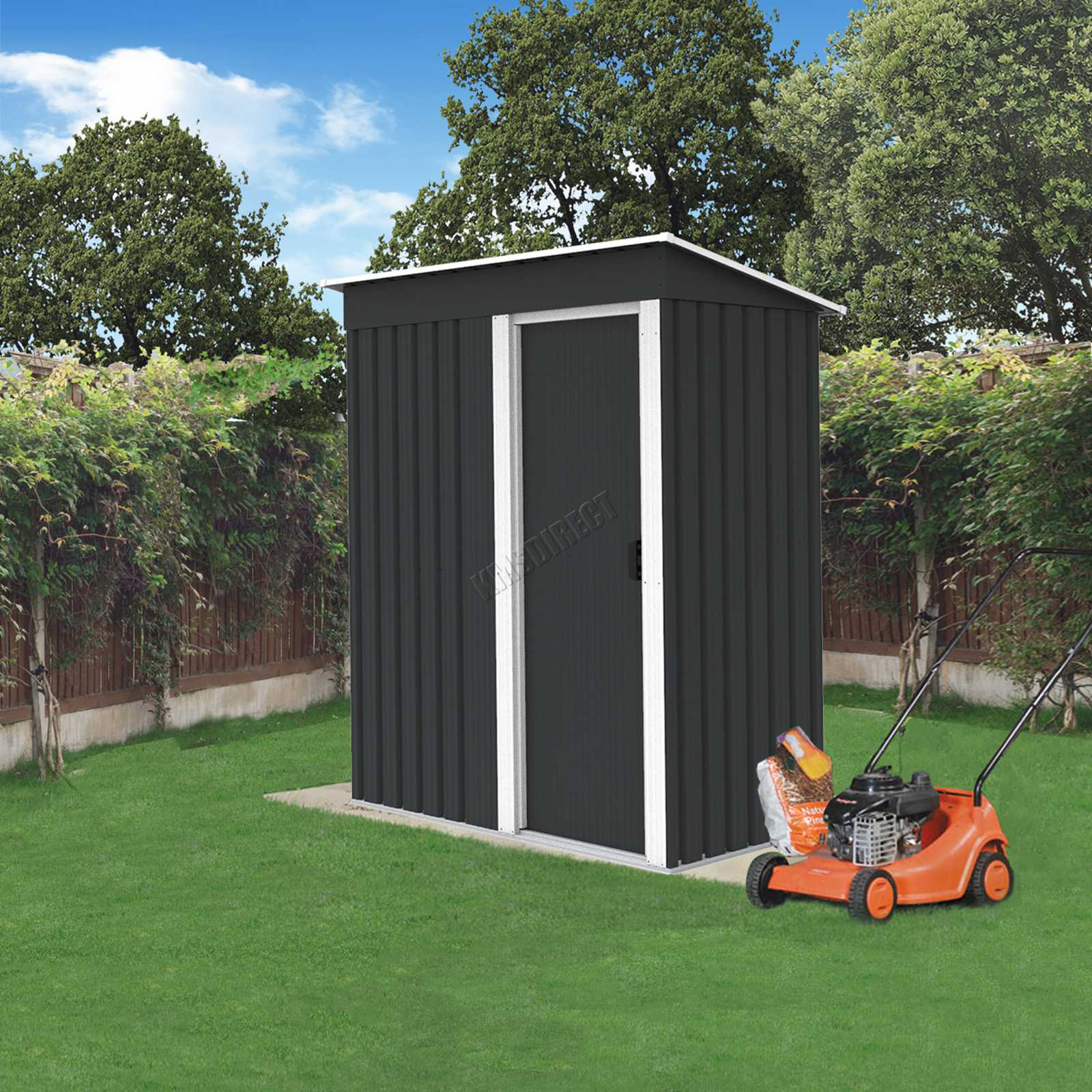 BIRCHTREE New Garden Shed Metal Pent Roof Outdoor Storage With Free Foundation