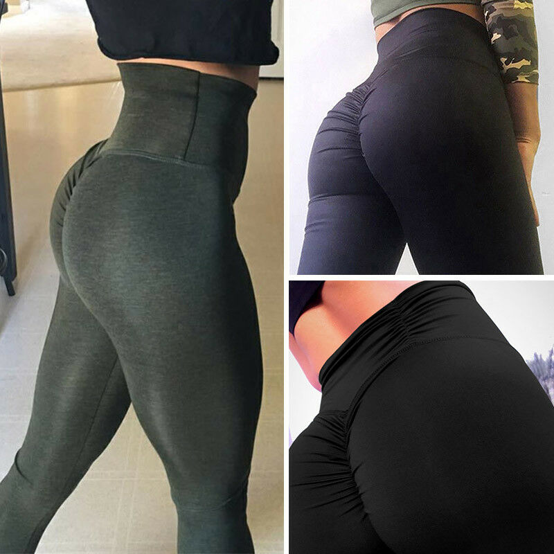 Women Ruched Push Up Leggings Yoga Pants Anti Cellulite Sports Scrunch NEW X285