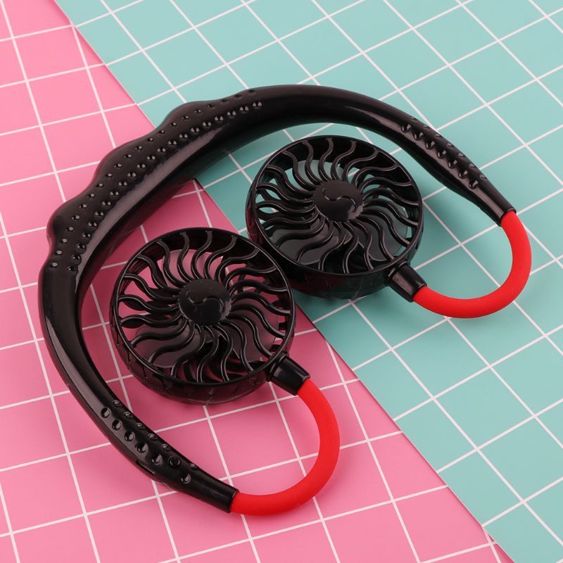 2019 Summer Hands free Lazy Neck Band Hanging USB Rechargeable Sports Dual Fan Mini Air Cooler Portable 3 Speeds Large battery