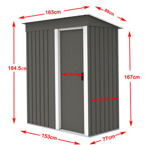 BIRCHTREE New Garden Shed Metal Pent Roof Outdoor Storage With Free Foundation