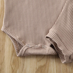 Newborn Baby Boys Girls Summer Outfits Infant Ribbed Knitted Cotton Short Sleeve T-Shirt + Shorts Two Piece Clothes Set