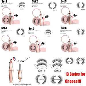 1SET Magnetic liquid Eyeliner with Five False Eyelashes Handmade Lashes Waterproof Eye Liner Women Eye Makeup Stylish Tools