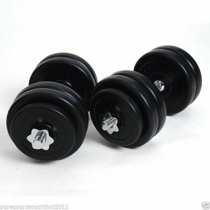 TnP 15 20 30 40 50Kg Dumbbell Set Vinyl Gym Weights Plates Fitness Dumbbells