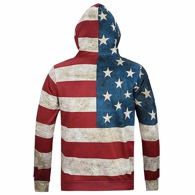 Fashion 3d Print American Flag Man Hoodies Pullover Men Sweatshirts Hip Hop Hoodies Big Size XXXL