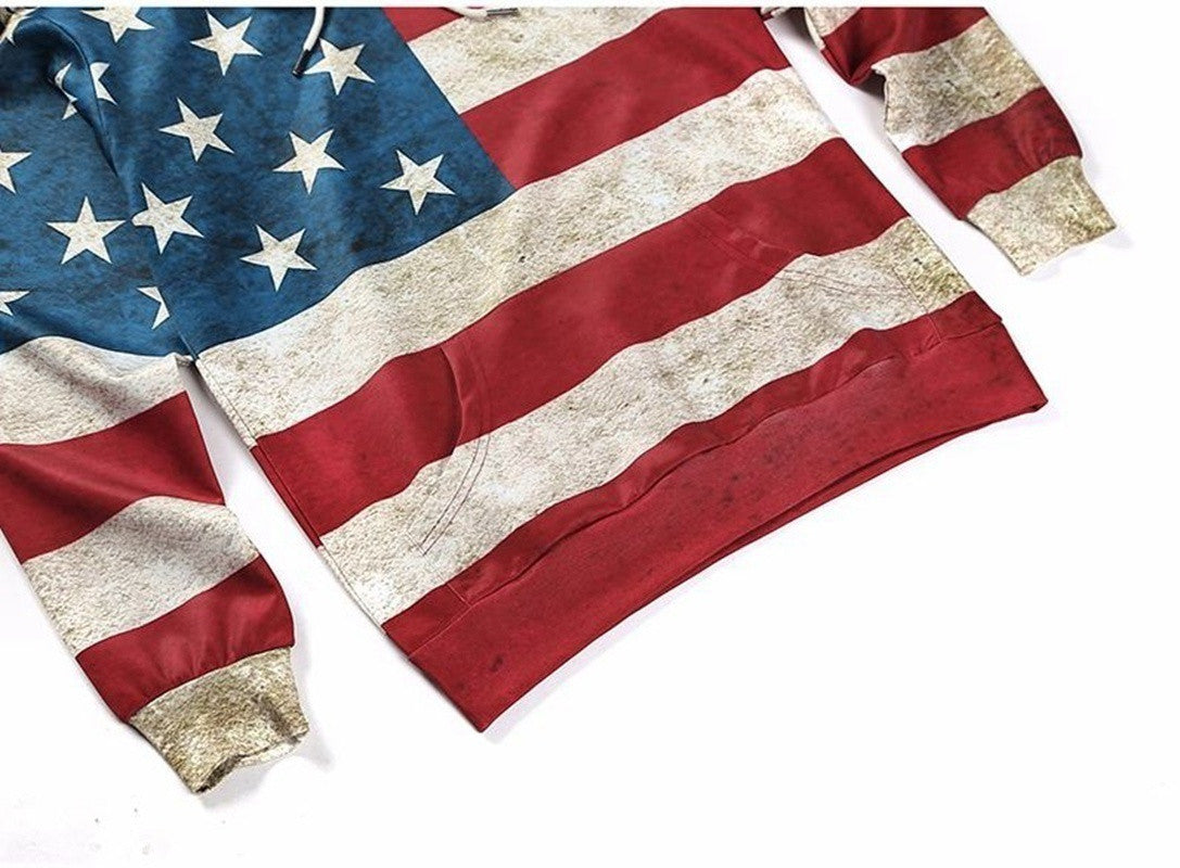 Fashion 3d Print American Flag Man Hoodies Pullover Men Sweatshirts Hip Hop Hoodies Big Size XXXL