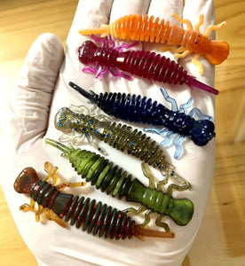 10 Pack 3" Hellgrammite Insect Larva Ned Rig Soft Plastic Lures - Soft&Durable!