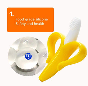 Safe Baby Teether Toys Toddle BPA Free Banana Teething Ring Silicone Chew Dental Care Toothbrush Nursing Beads Gift For Infant