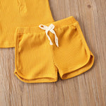 Load image into Gallery viewer, Newborn Baby Boys Girls Summer Outfits Infant Ribbed Knitted Cotton Short Sleeve T-Shirt + Shorts Two Piece Clothes Set
