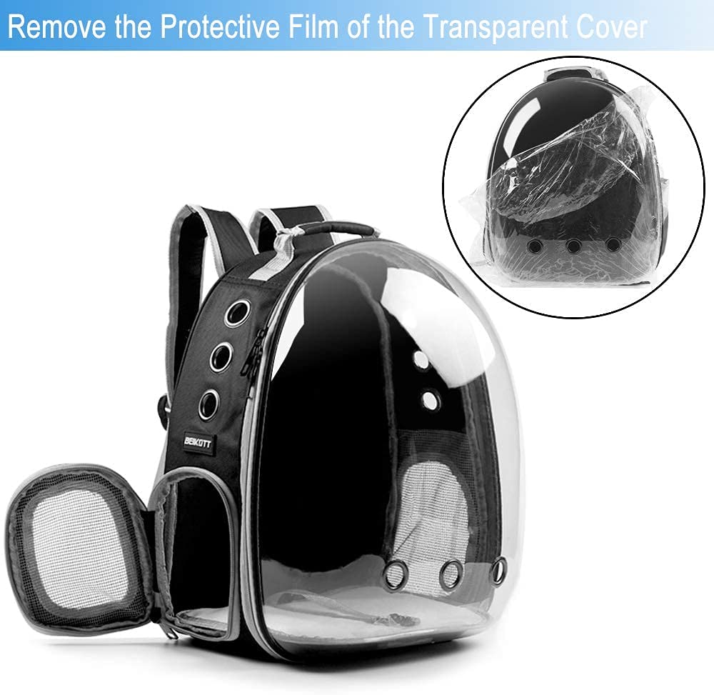 BEIKOTT Cat Backpack Carriers Bag, Dog Backpack, Pet Bubble Backpack for Small Cats Puppies Dogs Bunny, Airline-Approved Ventilate Transparent Capsule Backpack for Travel, Hiking and Outdoor Use