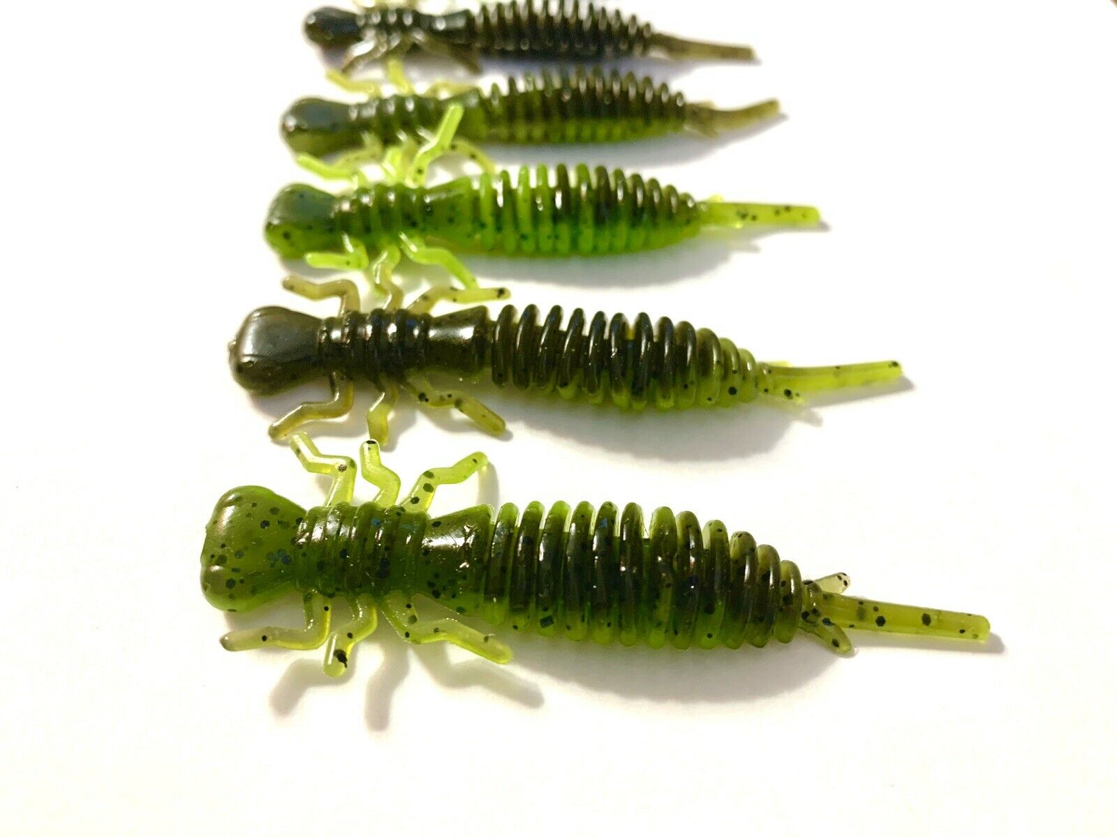 10 Pack 3" Hellgrammite Insect Larva Ned Rig Soft Plastic Lures - Soft&Durable!