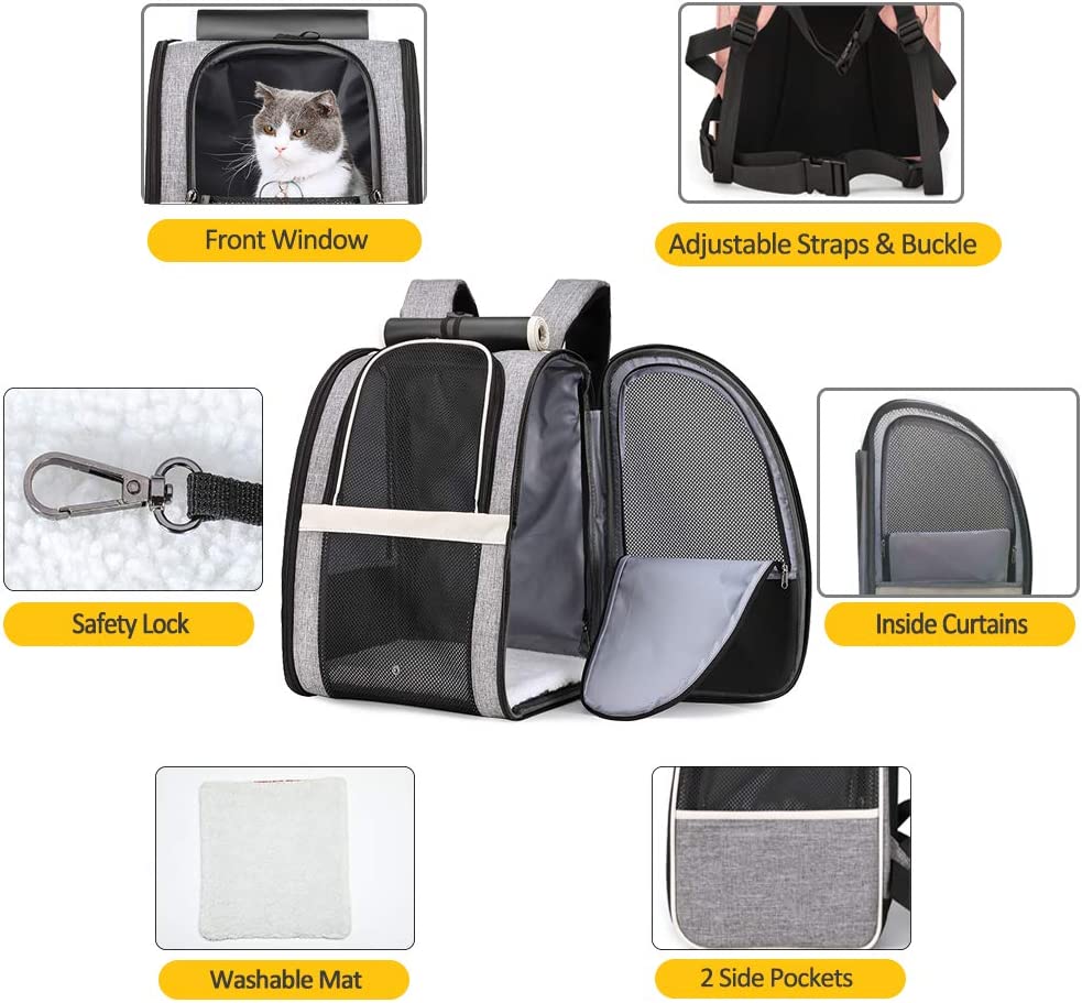 Texsens Innovative Traveler Bubble Backpack Pet Carriers for Cats and Dogs (Black)