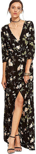 Milumia Women's Button Up Split Floral Print Flowy Party Maxi Dress