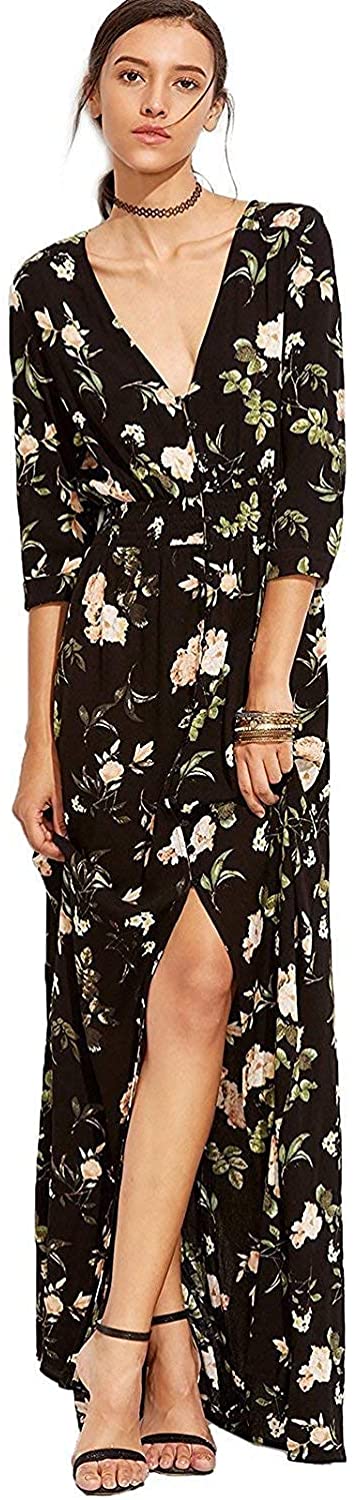 Milumia Women's Button Up Split Floral Print