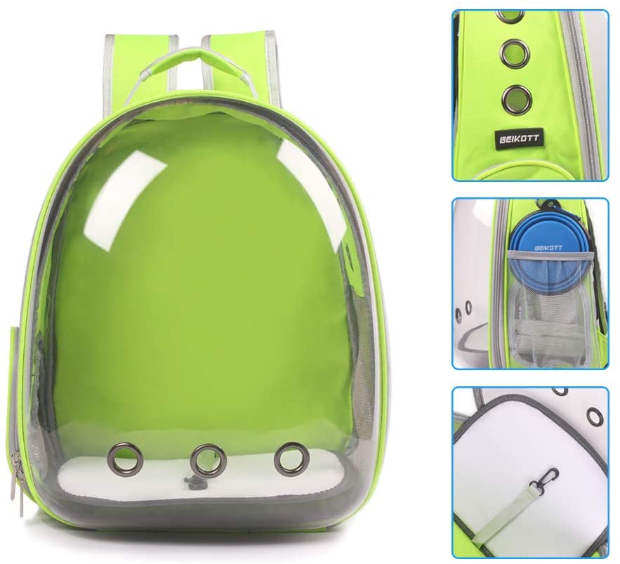 BEIKOTT Cat Backpack Carriers Bag, Dog Backpack, Pet Bubble Backpack for Small Cats Puppies Dogs Bunny, Airline-Approved Ventilate Transparent Capsule Backpack for Travel, Hiking and Outdoor Use