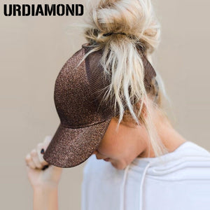 URDIAMOND 2019 Ponytail Baseball Cap Women Messy Bun Snapback Summer Mesh Hats Casual Sport Sequin Caps Drop Shipping Hat Cap