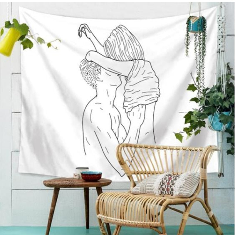 Sexy Body Line Tapestry Art Wall Hanging Tapestry Simple Design Line Wall Decor Bedspread Yoga Mat Picnic Cloth Home & Living|Tapestry