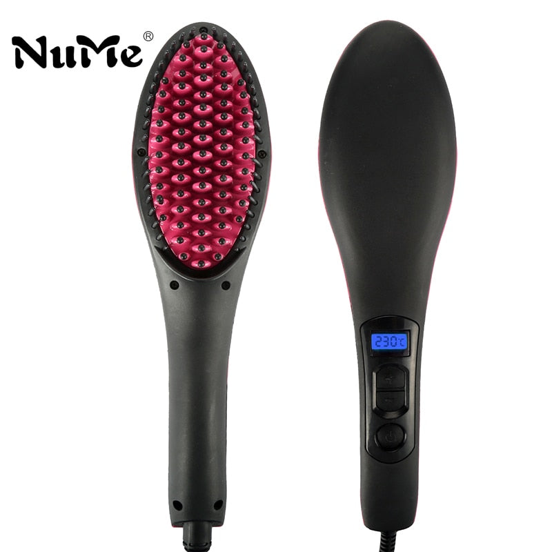 Ceramic Hair Straightener Brush Fast Straightening hair Electric Comb Flat Iron LCD Display Digital Heating hair Brush Gift 906