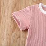 Load image into Gallery viewer, Newborn Baby Boys Girls Summer Outfits Infant Ribbed Knitted Cotton Short Sleeve T-Shirt + Shorts Two Piece Clothes Set
