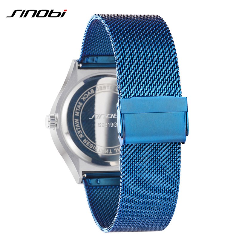 SINOBI Brand New Creative Rotation Men Watches 2017 Stainless Steel Mesh Bracelet Quartz Sport Watch Men Fashion Relogio Masculino