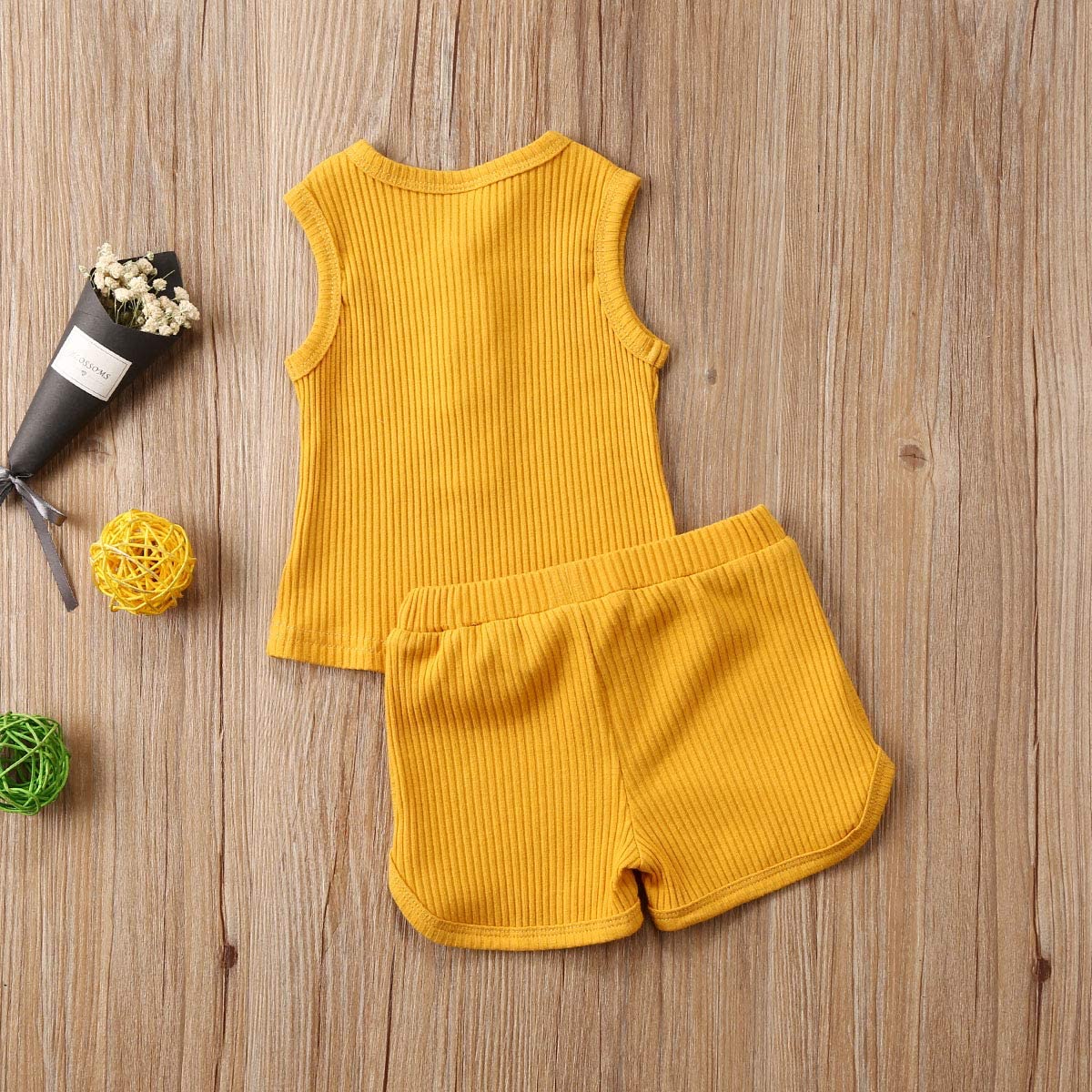 Newborn Baby Boys Girls Summer Outfits Infant Ribbed Knitted Cotton Short Sleeve T-Shirt + Shorts Two Piece Clothes Set