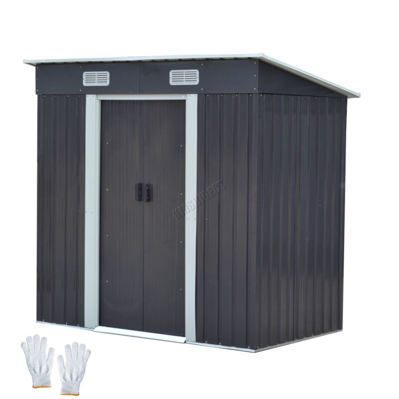 BIRCHTREE New Garden Shed Metal Pent Roof Outdoor Storage With Free Foundation