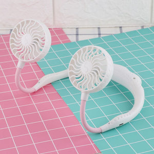 2019 Summer Hands free Lazy Neck Band Hanging USB Rechargeable Sports Dual Fan Mini Air Cooler Portable 3 Speeds Large battery