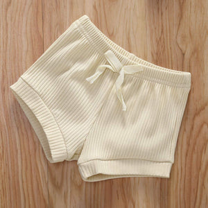 Newborn Baby Boys Girls Summer Outfits Infant Ribbed Knitted Cotton Short Sleeve T-Shirt + Shorts Two Piece Clothes Set