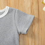 Load image into Gallery viewer, Newborn Baby Boys Girls Summer Outfits Infant Ribbed Knitted Cotton Short Sleeve T-Shirt + Shorts Two Piece Clothes Set
