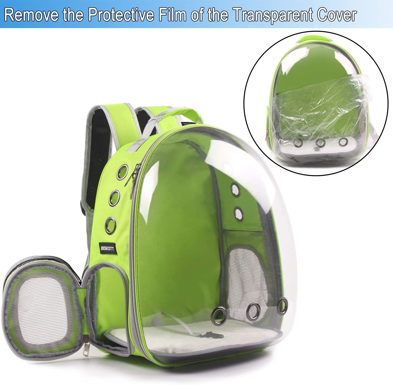 BEIKOTT Cat Backpack Carriers Bag, Dog Backpack, Pet Bubble Backpack for Small Cats Puppies Dogs Bunny, Airline-Approved Ventilate Transparent Capsule Backpack for Travel, Hiking and Outdoor Use