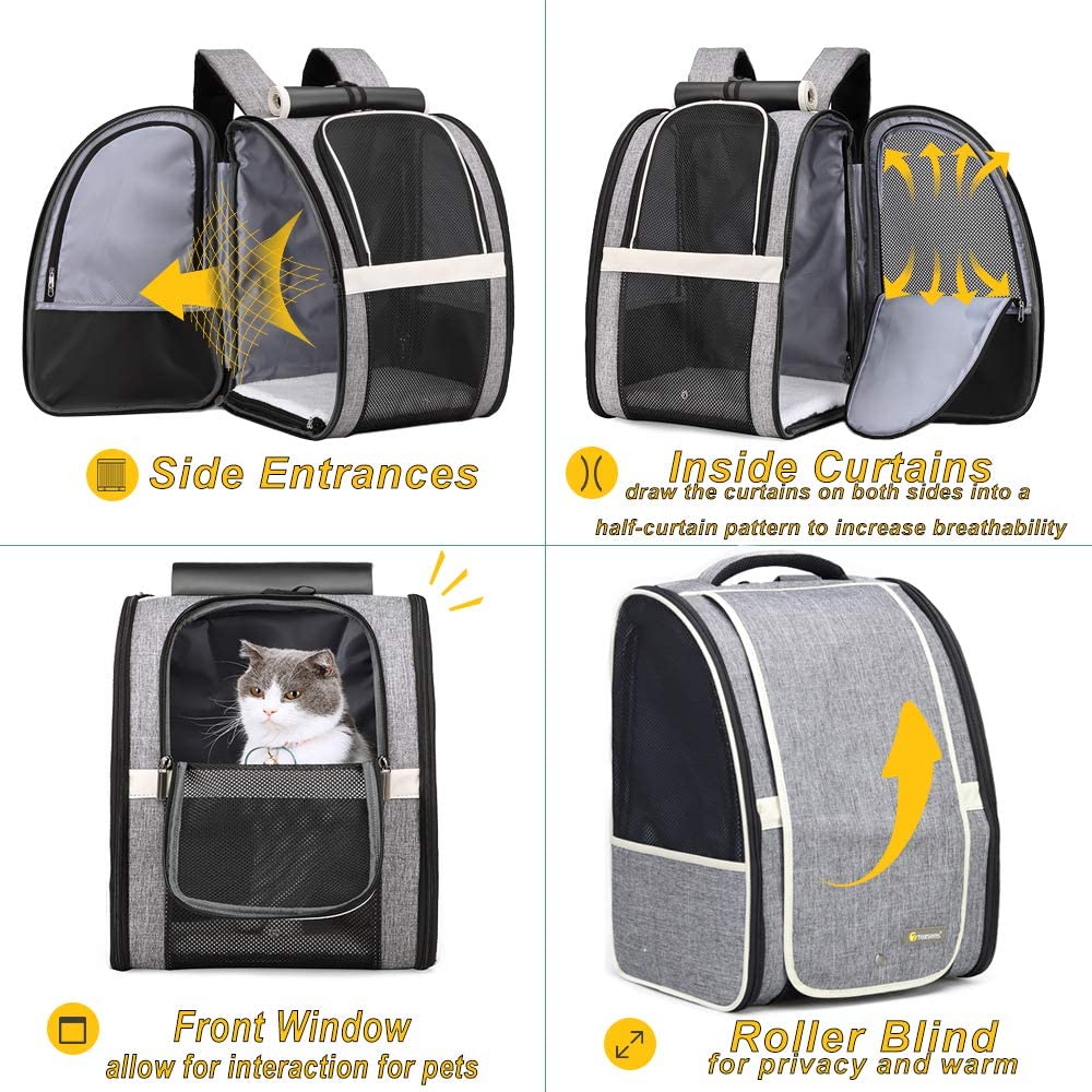 Texsens Innovative Traveler Bubble Backpack Pet Carriers for Cats and Dogs (Black)