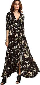 Milumia Women's Button Up Split Floral Print Flowy Party Maxi Dress