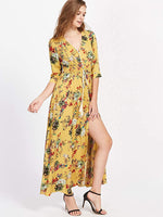 Load image into Gallery viewer, Milumia Women&#39;s Button Up Split Floral Print Flowy Party Maxi Dress
