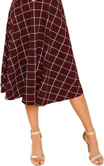 Load image into Gallery viewer, Floerns Women&#39;s High Neck Plaid Fit and Flare Midi Dress
