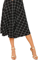 Load image into Gallery viewer, Floerns Women&#39;s High Neck Plaid Fit and Flare Midi Dress
