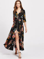 Load image into Gallery viewer, Milumia Women&#39;s Button Up Split Floral Print Flowy Party Maxi Dress
