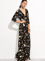 Load image into Gallery viewer, Milumia Women&#39;s Button Up Split Floral Print Flowy Party Maxi Dress
