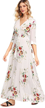 Load image into Gallery viewer, Milumia Women&#39;s Button Up Split Floral Print Flowy Party Maxi Dress
