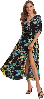 Load image into Gallery viewer, Milumia Women&#39;s Button Up Split Floral Print Flowy Party Maxi Dress
