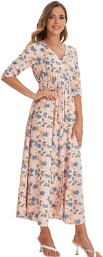 Load image into Gallery viewer, Milumia Women&#39;s Button Up Split Floral Print Flowy Party Maxi Dress
