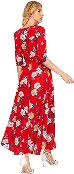 Load image into Gallery viewer, Milumia Women&#39;s Button Up Split Floral Print Flowy Party Maxi Dress
