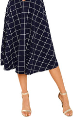 Load image into Gallery viewer, Floerns Women&#39;s High Neck Plaid Fit and Flare Midi Dress
