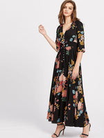 Load image into Gallery viewer, Milumia Women&#39;s Button Up Split Floral Print Flowy Party Maxi Dress
