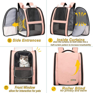 Texsens Innovative Traveler Bubble Backpack Pet Carriers for Cats and Dogs (Black)