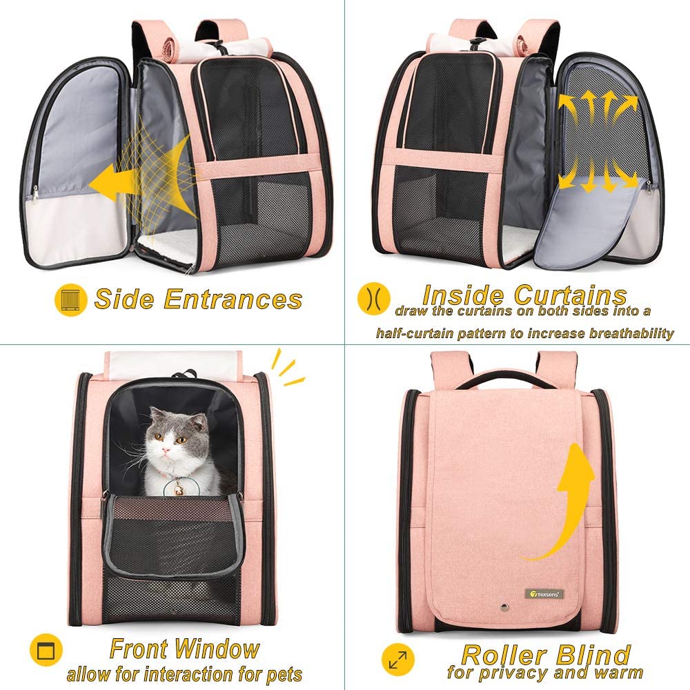 Texsens Innovative Traveler Bubble Backpack Pet Carriers for Cats and Dogs (Black)