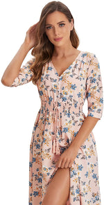 Load image into Gallery viewer, Milumia Women&#39;s Button Up Split Floral Print
