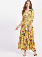 Load image into Gallery viewer, Milumia Women&#39;s Button Up Split Floral Print Flowy Party Maxi Dress
